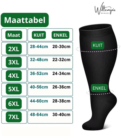 FlexTrip | Wijde compressiesokken voor pijnverlichting (Grote maat)